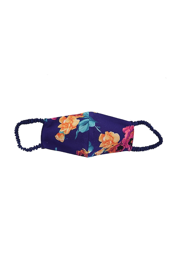 Dark Purple Double Layered Floral Printed Mask by 5 Elements at Pernia's Pop Up Shop