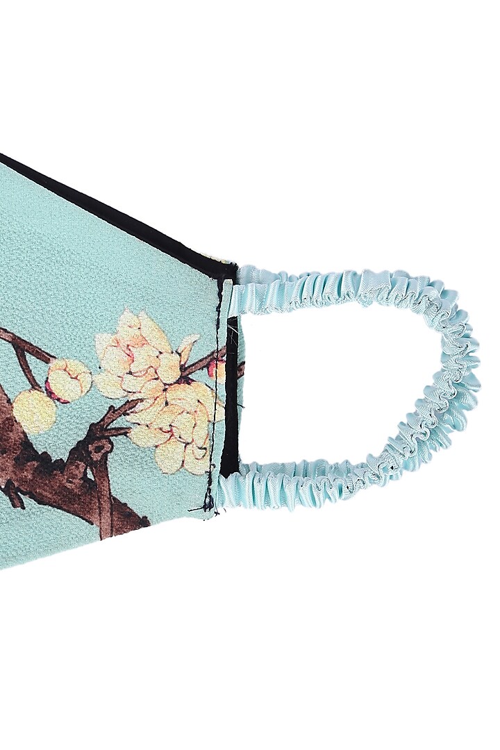 Light Mint Double Layered Floral Printed Mask by 5 Elements at Pernia's Pop Up Shop