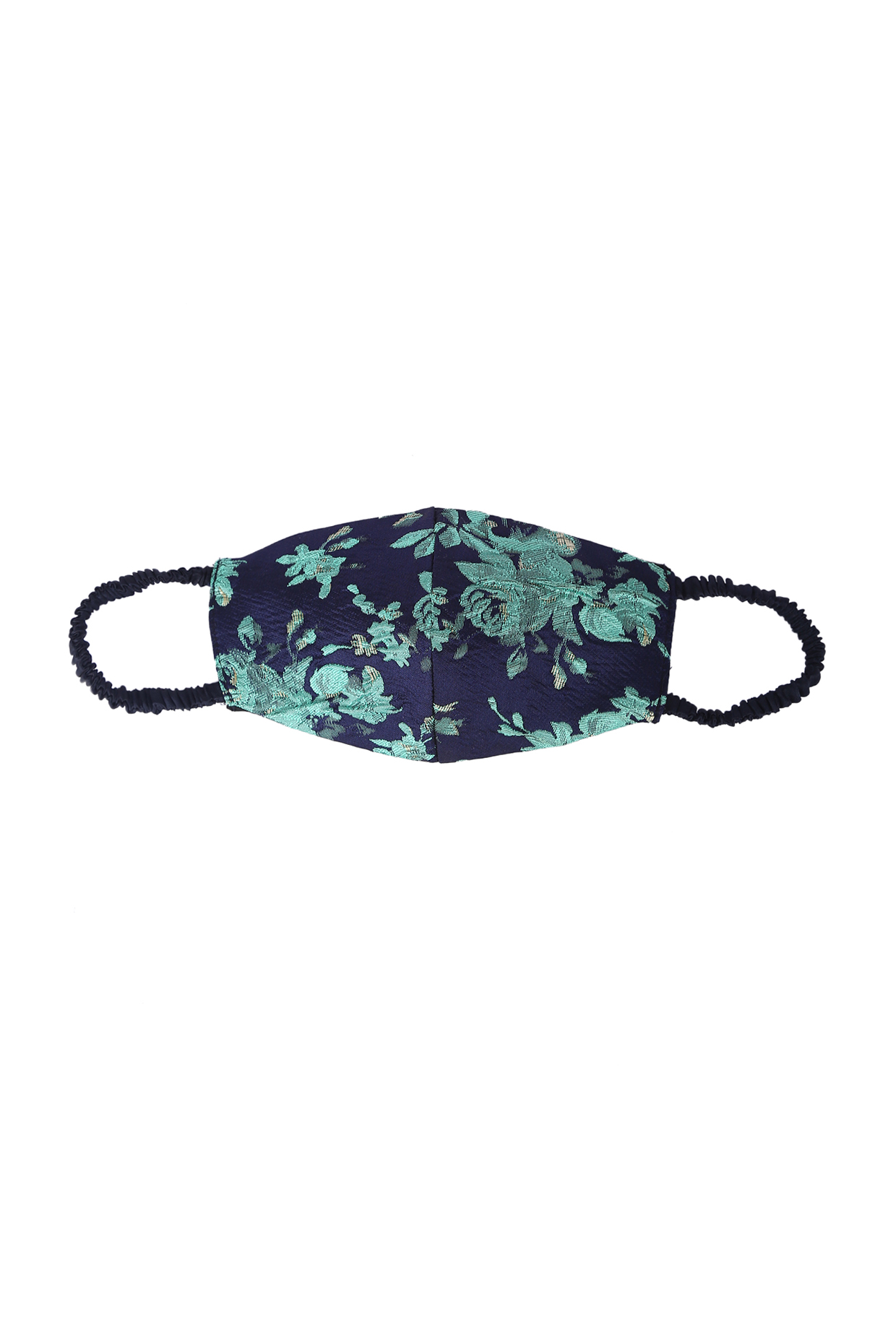 Dark Blue Double Layered Printed Mask by 5 Elements at Pernia's Pop Up Shop