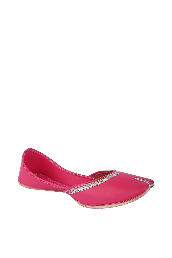 Pink Faux Leather Juttis by 5 Elements