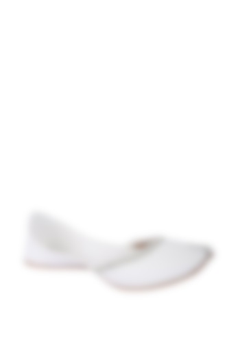 White Faux Leather Juttis by 5 Elements