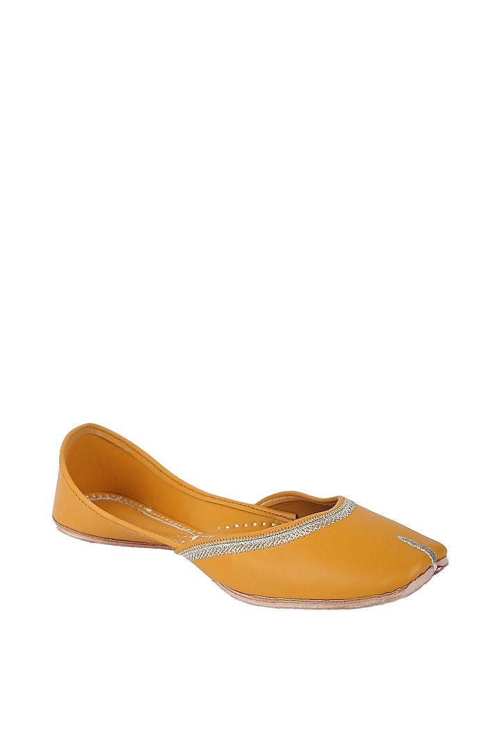 Mustard Faux Leather Juttis by 5 Elements