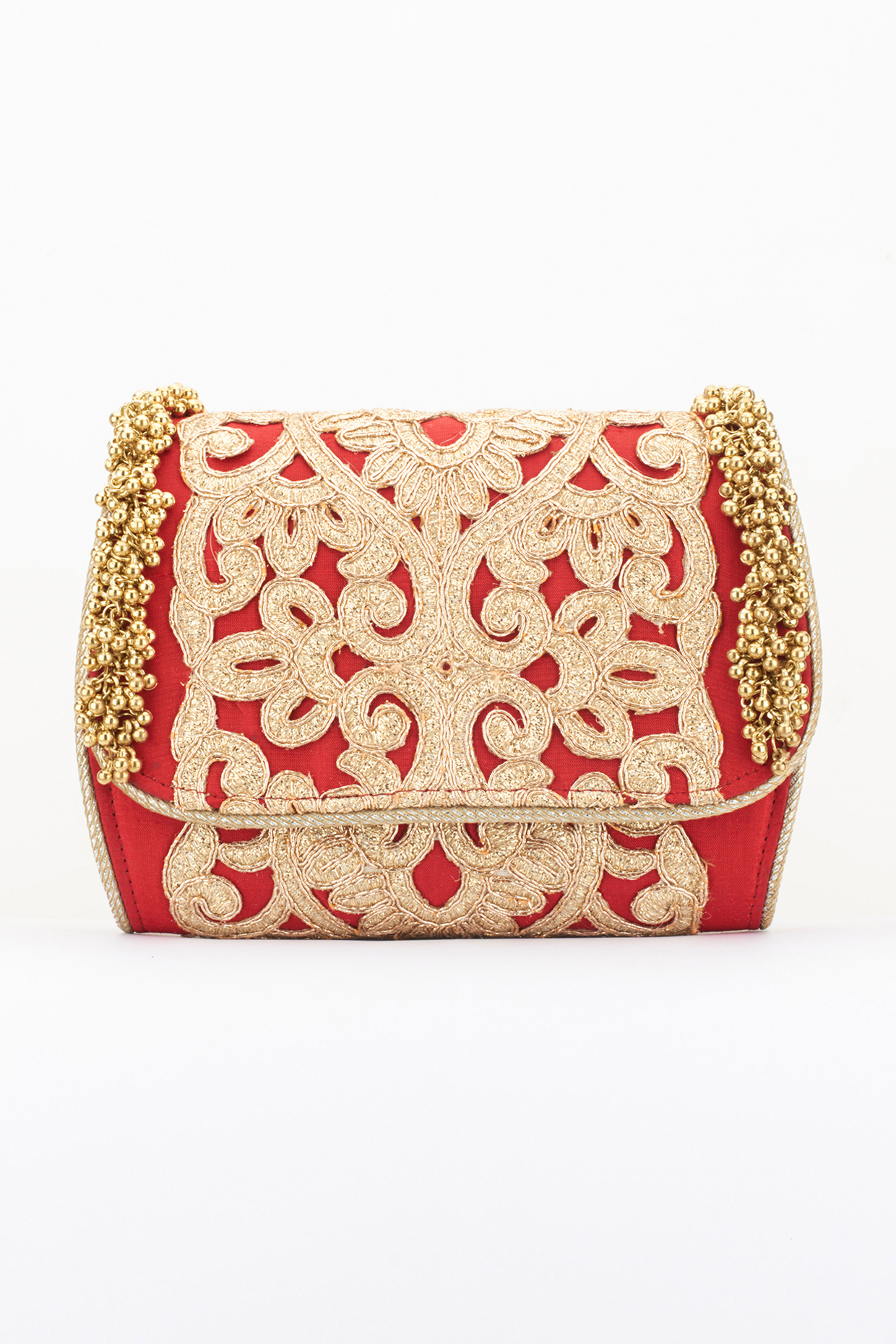 Beige Embellished Handcrafted Clutch by 5 Elements at Pernia's Pop Up Shop