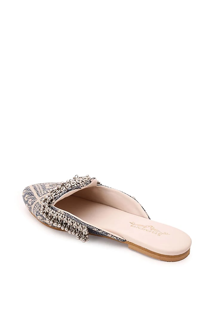 Grey Embellished Mules by 5 Elements at Pernia's Pop Up Shop
