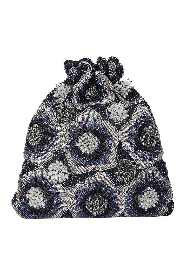 Black Sequins Embroidered Potli by 5 Elements at Pernia's Pop Up Shop