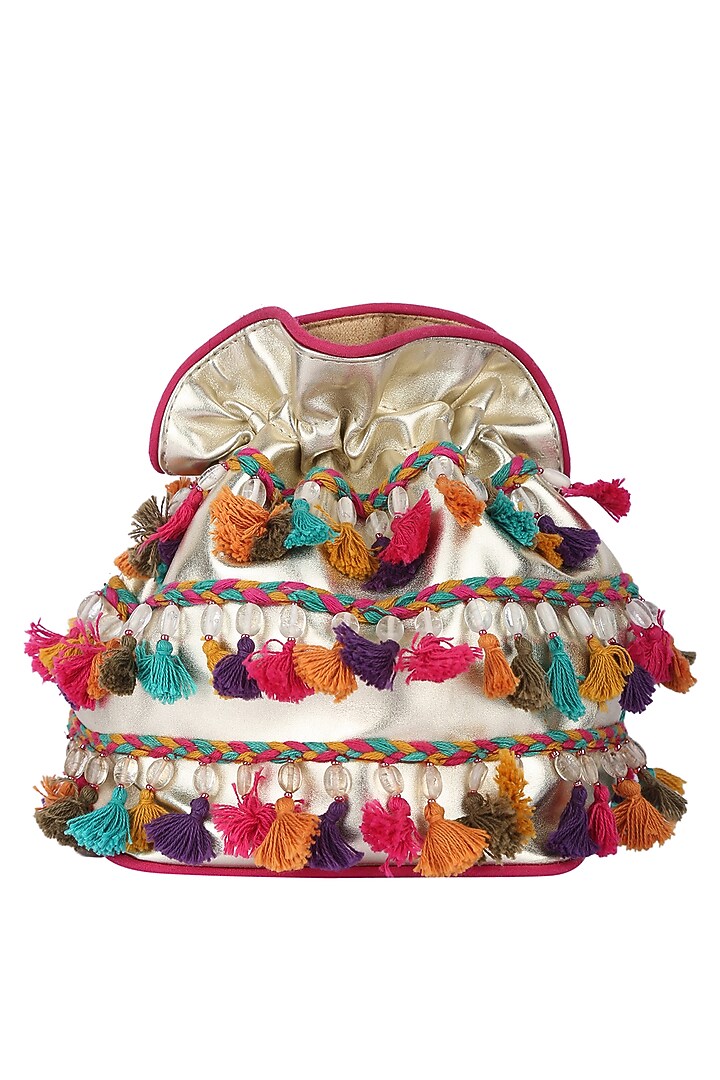Multi Colored Tasseled Potli by 5 Elements at Pernia's Pop Up Shop