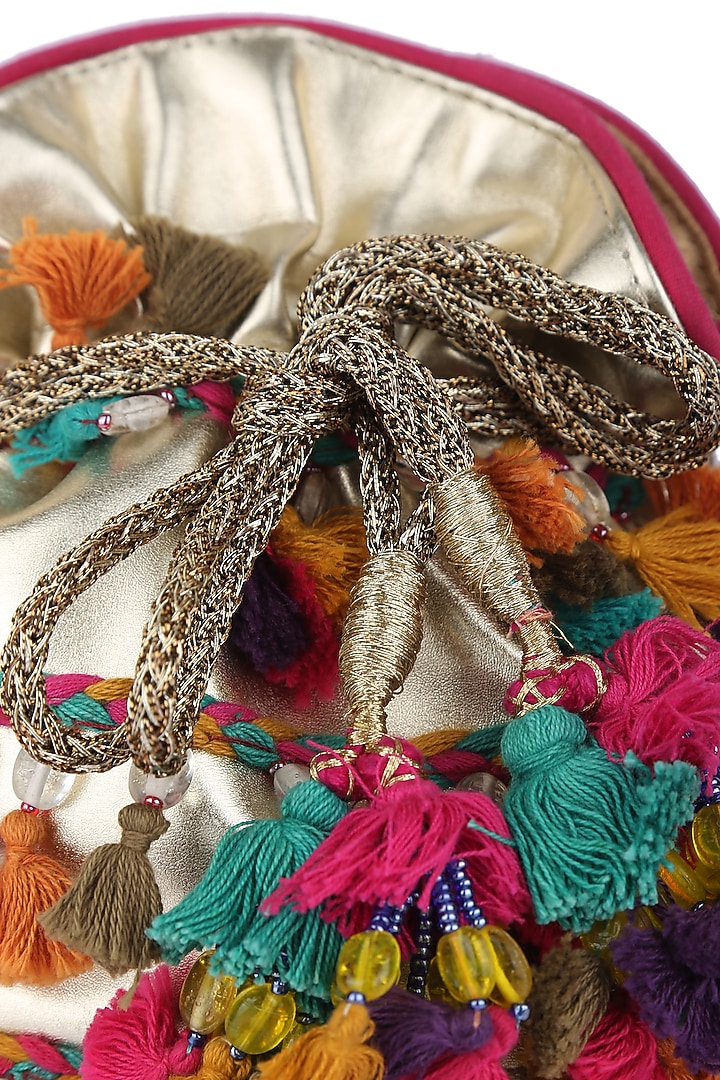Multi Colored Tasseled Potli by 5 Elements at Pernia's Pop Up Shop