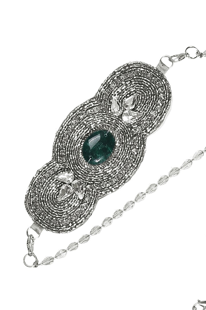 Silver Embellished Handcrafted Potli by 5 Elements at Pernia's Pop Up Shop
