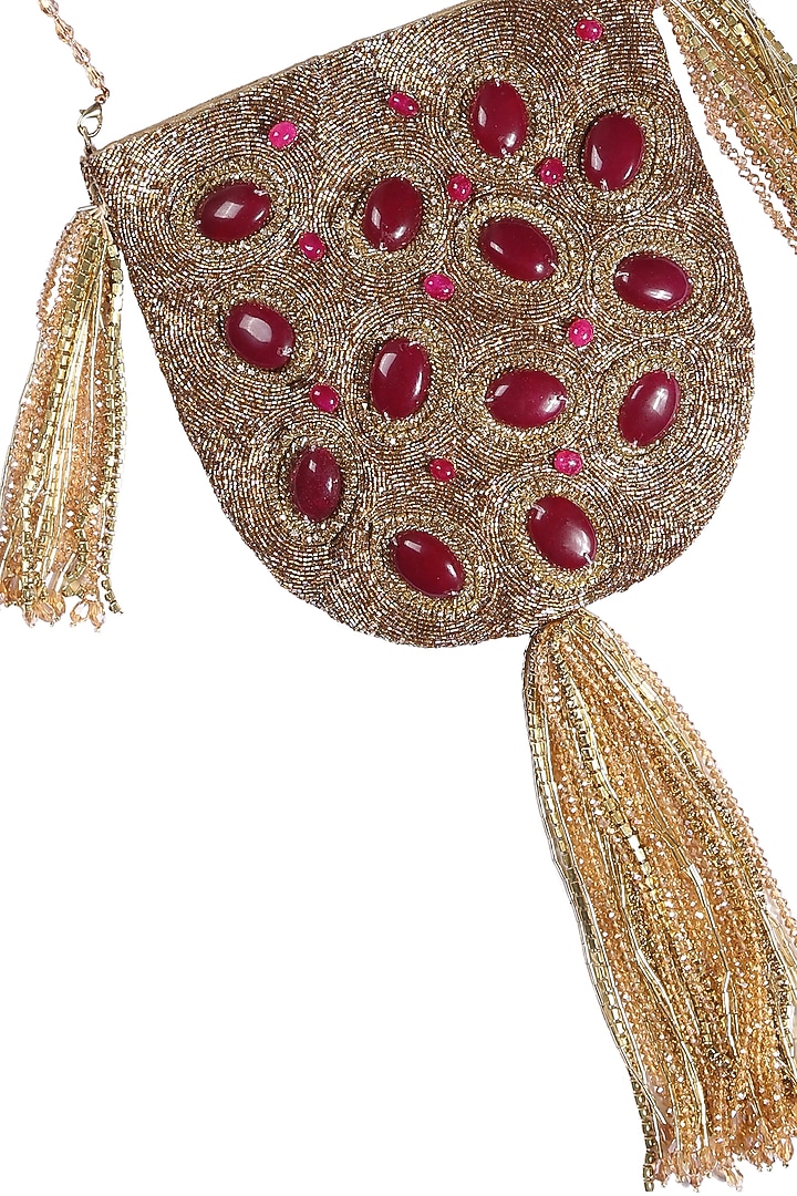 Gold Embellished Handcrafted Potli by 5 Elements at Pernia's Pop Up Shop