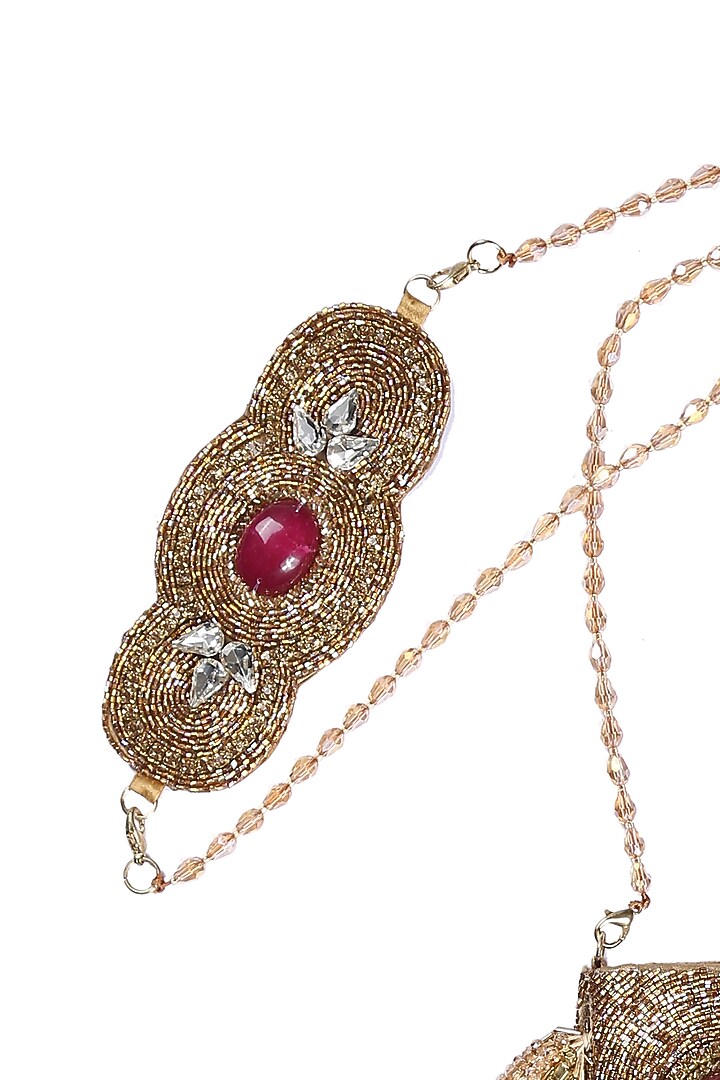 Gold Embellished Handcrafted Potli by 5 Elements at Pernia's Pop Up Shop