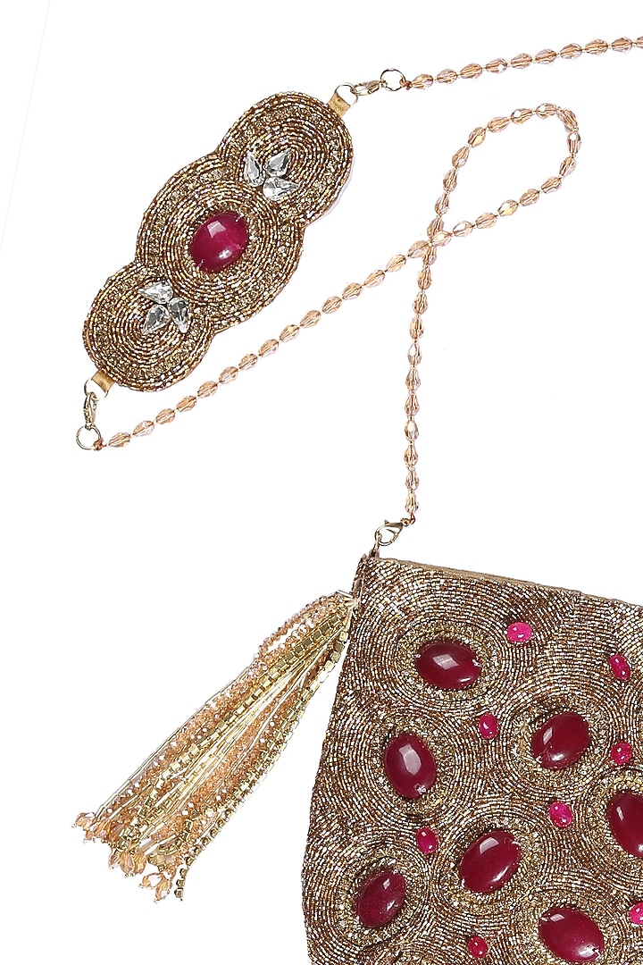 Gold Embellished Handcrafted Potli by 5 Elements at Pernia's Pop Up Shop