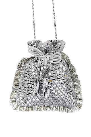 Silver Potli With Mirror Work by 5 Elements