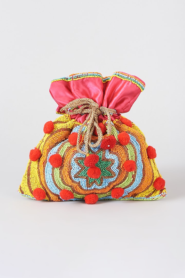 Multi Colored Beaded Potli by 5 Elements at Pernia's Pop Up Shop