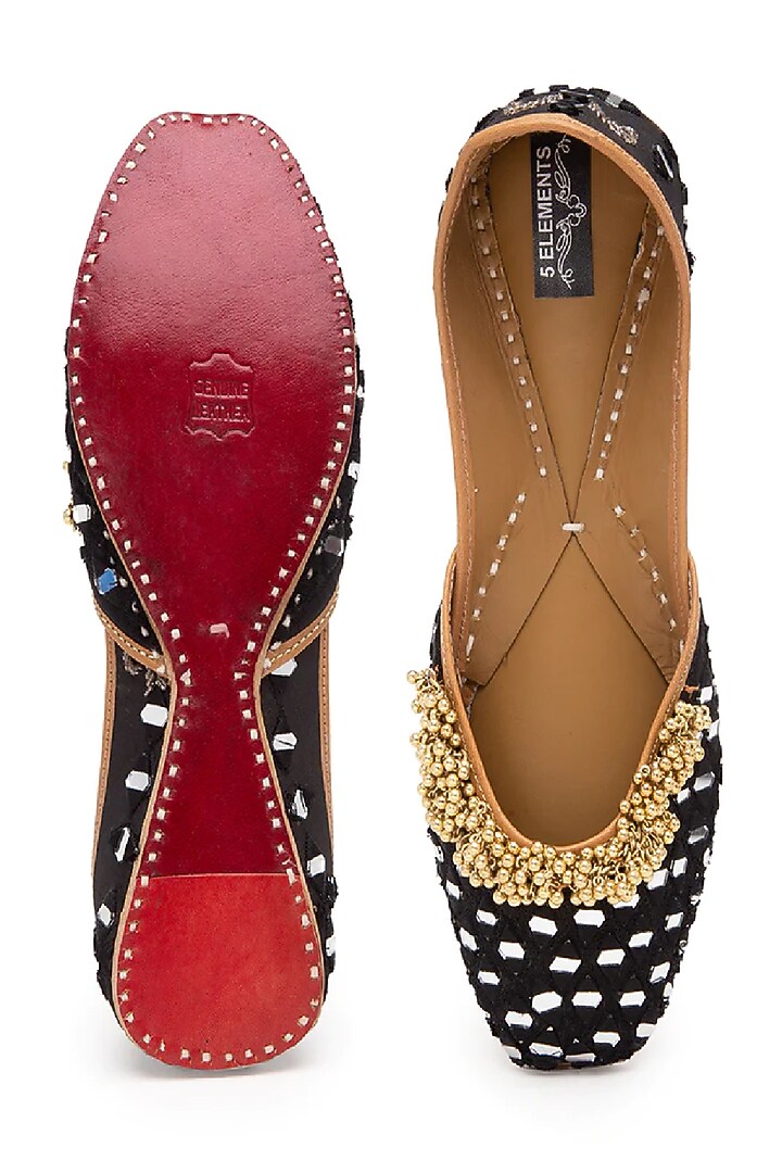 Black Mirror Embellished Juttis by 5 Elements at Pernia's Pop Up Shop