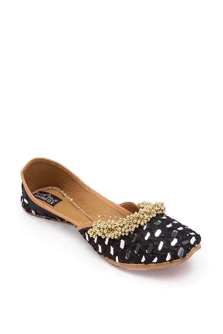Black Mirror Embellished Juttis by 5 Elements at Pernia's Pop Up Shop