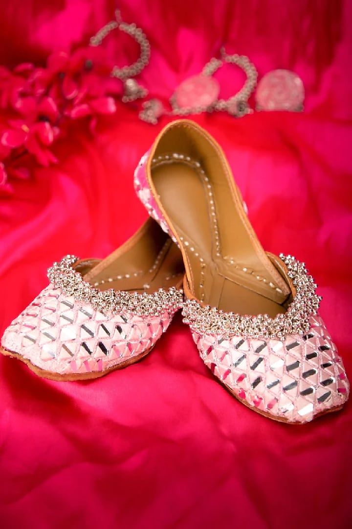 Pink Embroidered Juttis by 5 Elements