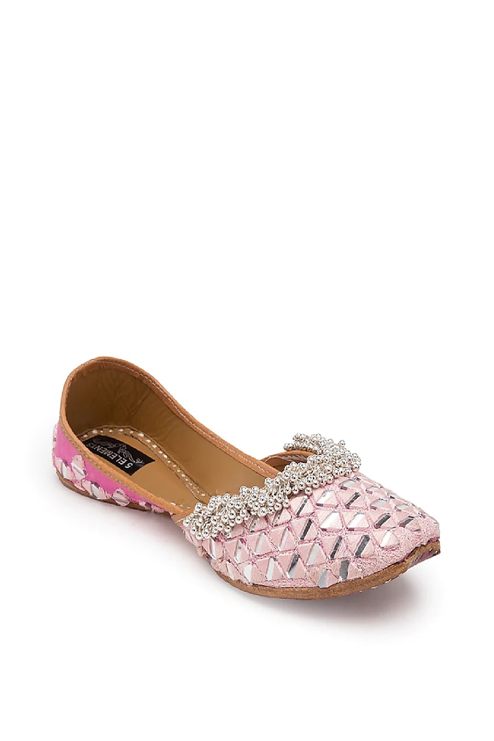 Pink Embroidered Juttis by 5 Elements at Pernia's Pop Up Shop
