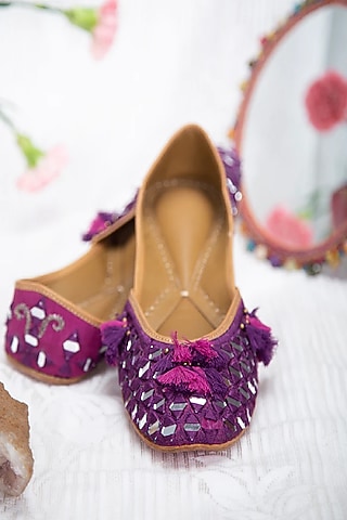 Purple Embroidered Juttis by 5 Elements