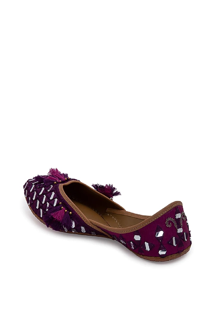 Purple Embroidered Juttis by 5 Elements at Pernia's Pop Up Shop