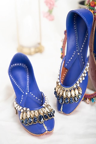 Blue Leatherette Juttis by 5 Elements