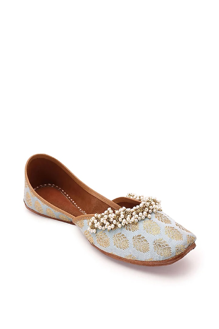 Light Blue Embellished Juttis by 5 Elements