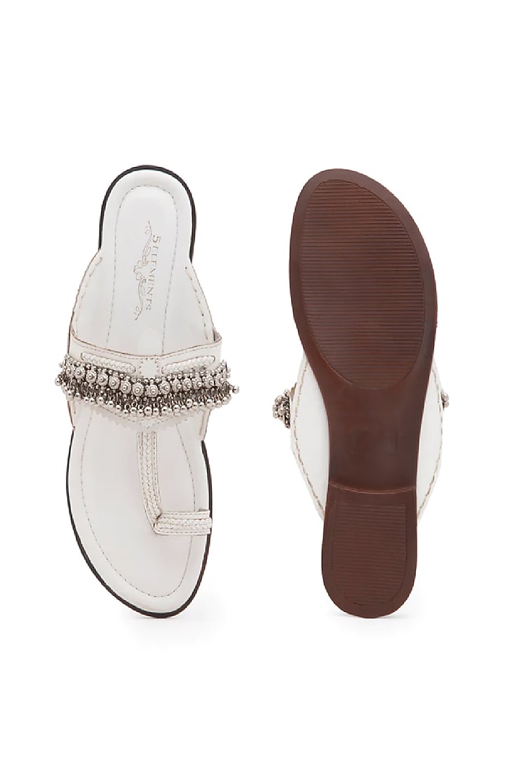 White Handcrafted Kolhapuris by 5 Elements at Pernia's Pop Up Shop