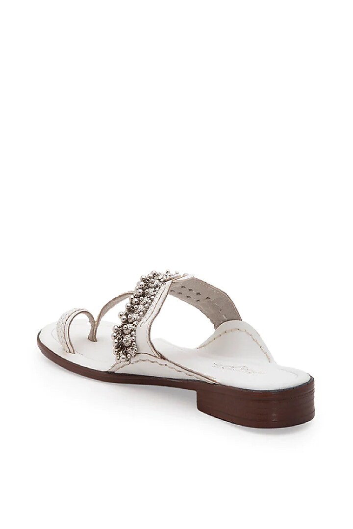 White Handcrafted Kolhapuris by 5 Elements at Pernia's Pop Up Shop