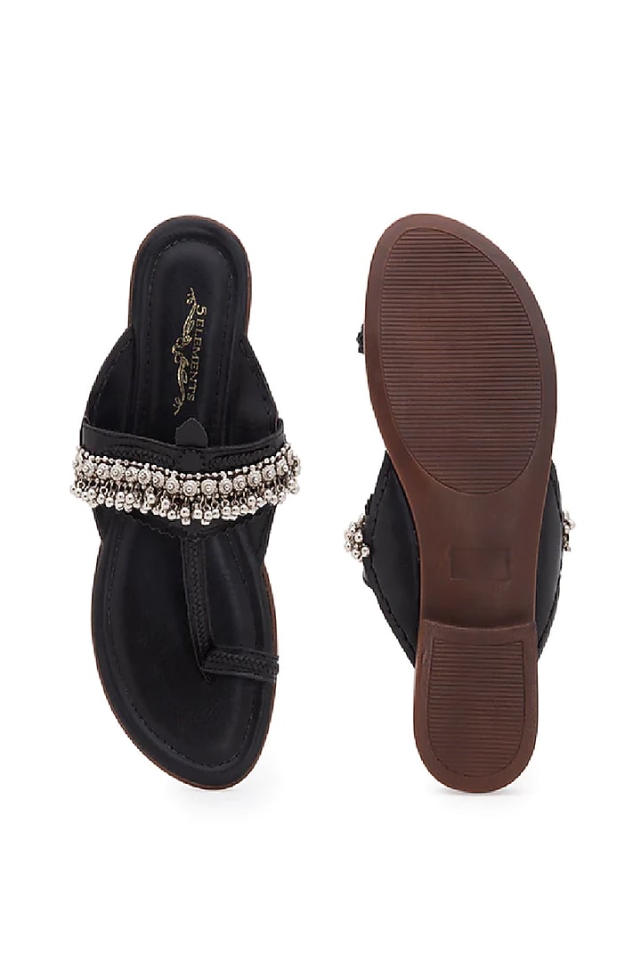 Black Handcrafted Kolhapuris by 5 Elements at Pernia's Pop Up Shop