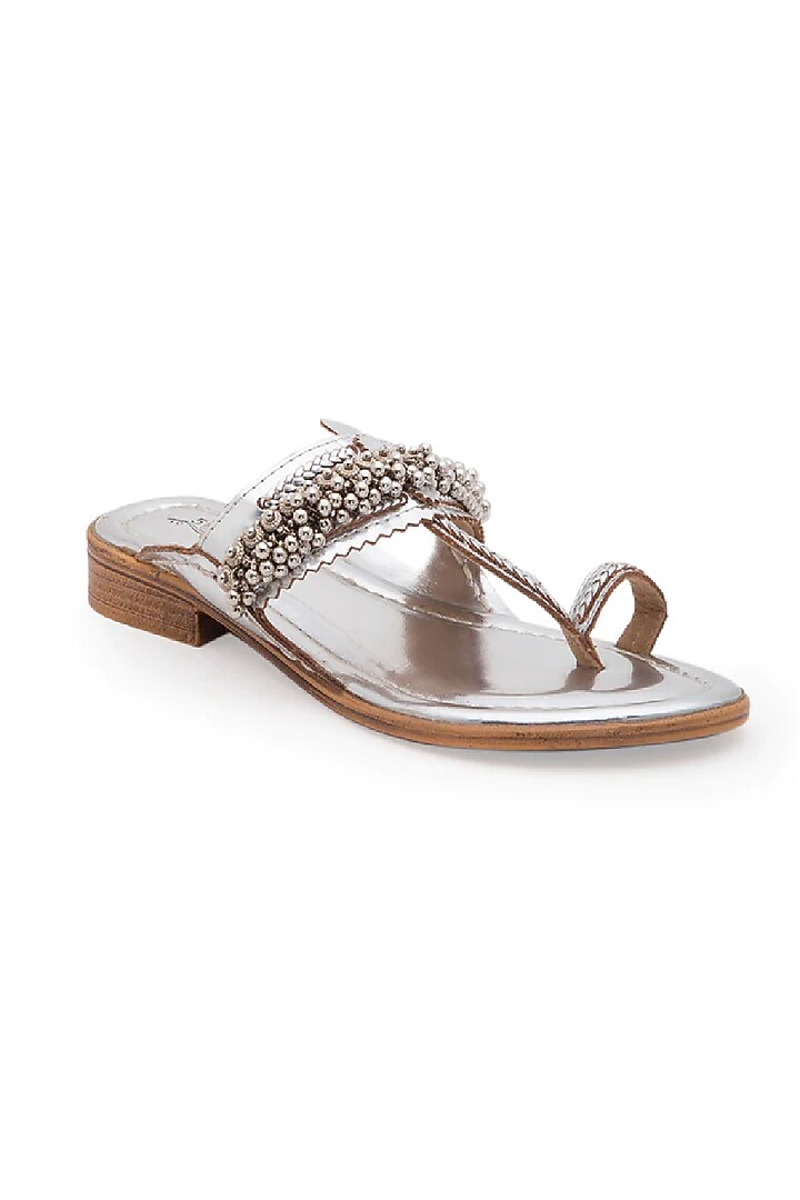 Silver Handcrafted Kolhapuris by 5 Elements at Pernia's Pop Up Shop