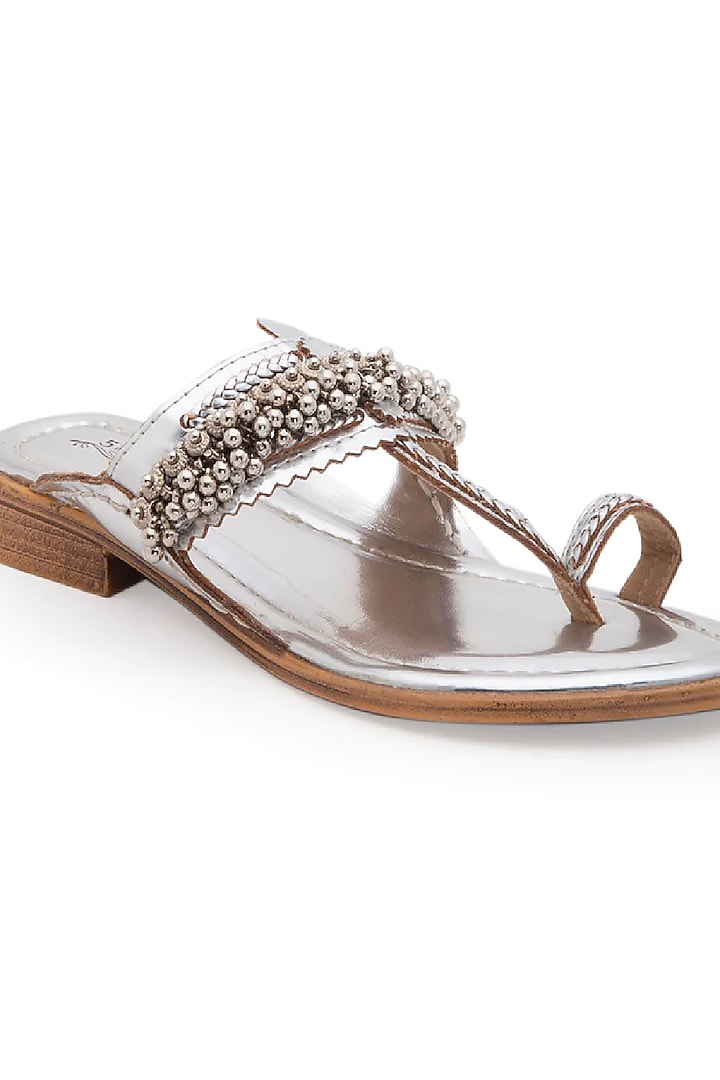 Silver Handcrafted Kolhapuris by 5 Elements at Pernia's Pop Up Shop