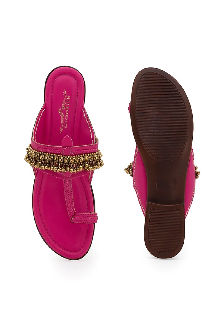 Pink Handcrafted Kolhapuris by 5 Elements at Pernia's Pop Up Shop