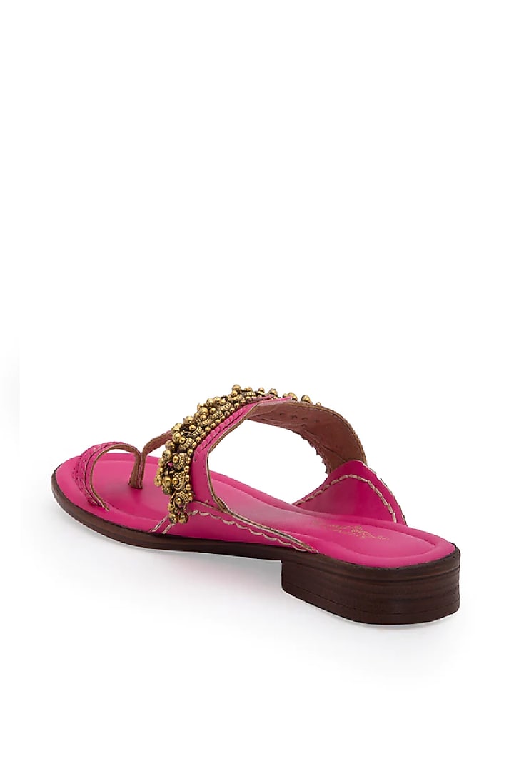 Pink Handcrafted Kolhapuris by 5 Elements at Pernia's Pop Up Shop