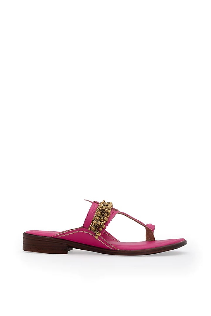 Pink Handcrafted Kolhapuris by 5 Elements at Pernia's Pop Up Shop
