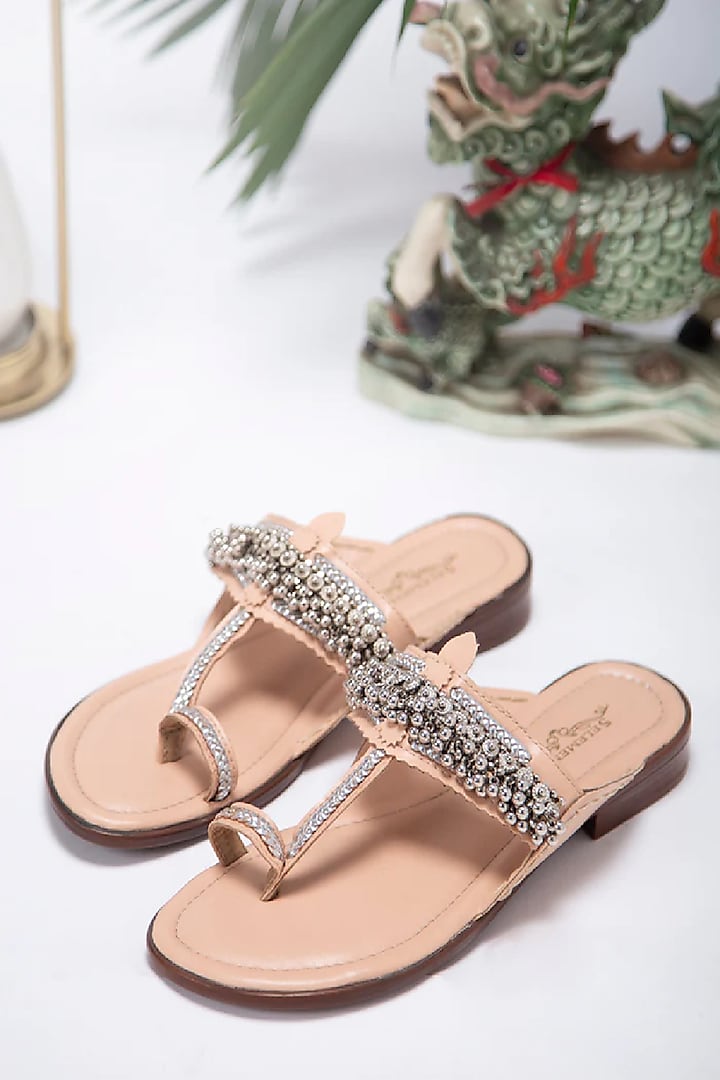 Pink Handcrafted Kolhapuris by 5 Elements at Pernia's Pop Up Shop