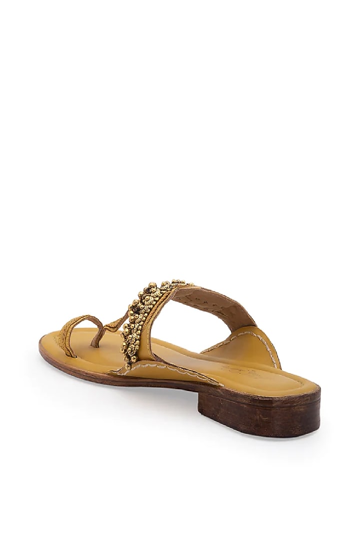Yellow Handcrafted Kolhapuris by 5 Elements at Pernia's Pop Up Shop