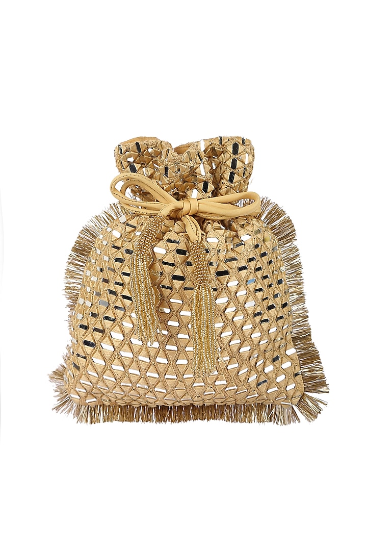Gold Mirror Work Potli by 5 Elements at Pernia's Pop Up Shop
