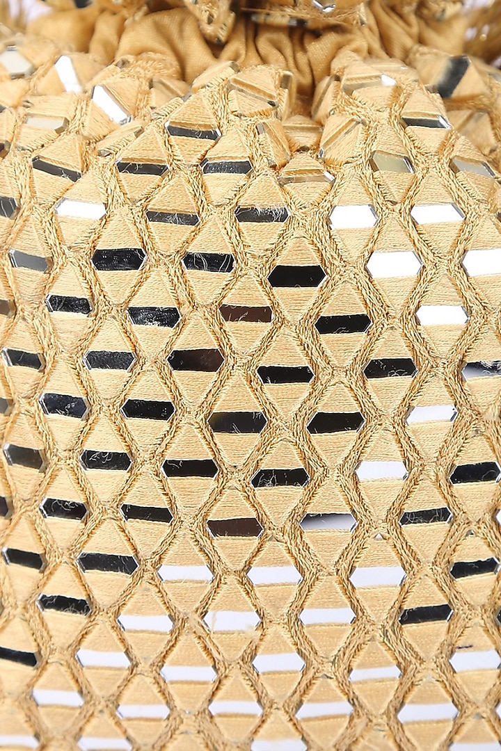 Gold Mirror Work Potli by 5 Elements at Pernia's Pop Up Shop