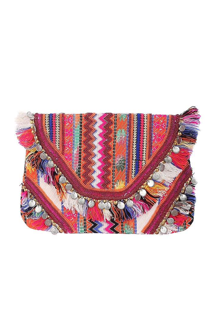 Multi Colored Bag With Embellishments by 5 Elements