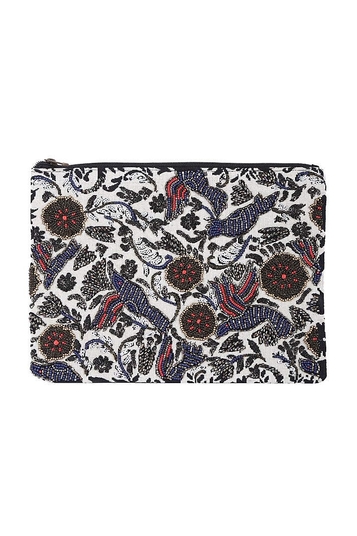 Multi Colored Embellished Zipper Bag by 5 Elements