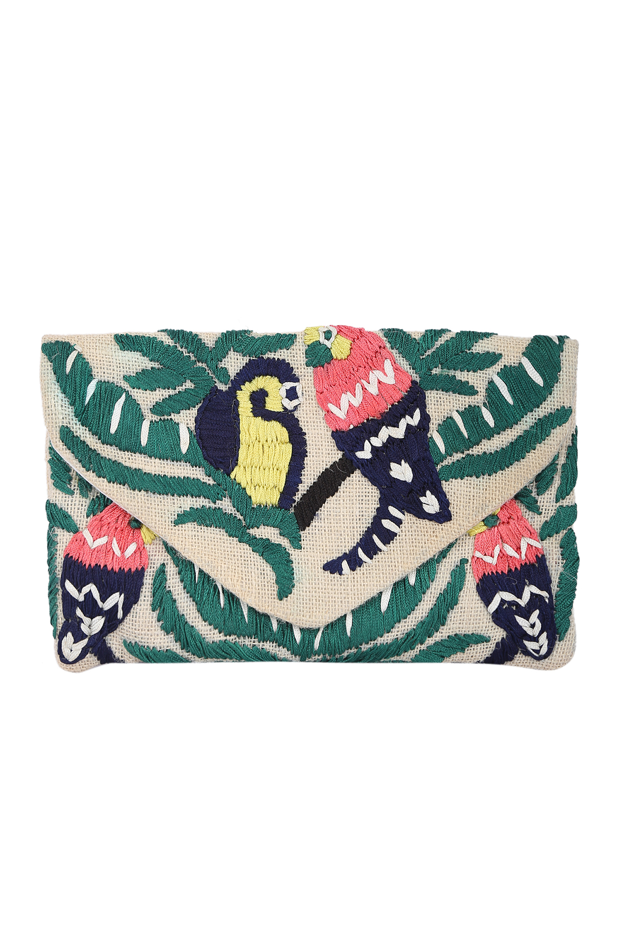 Beige & Multi Colored Embellished Clutch by 5 Elements at Pernia's Pop Up Shop