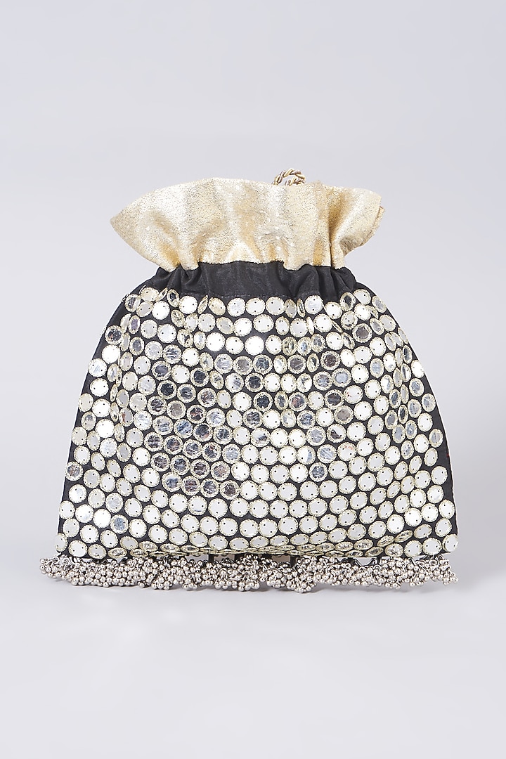 Black Embellished Handcrafted Potli by 5 Elements at Pernia's Pop Up Shop