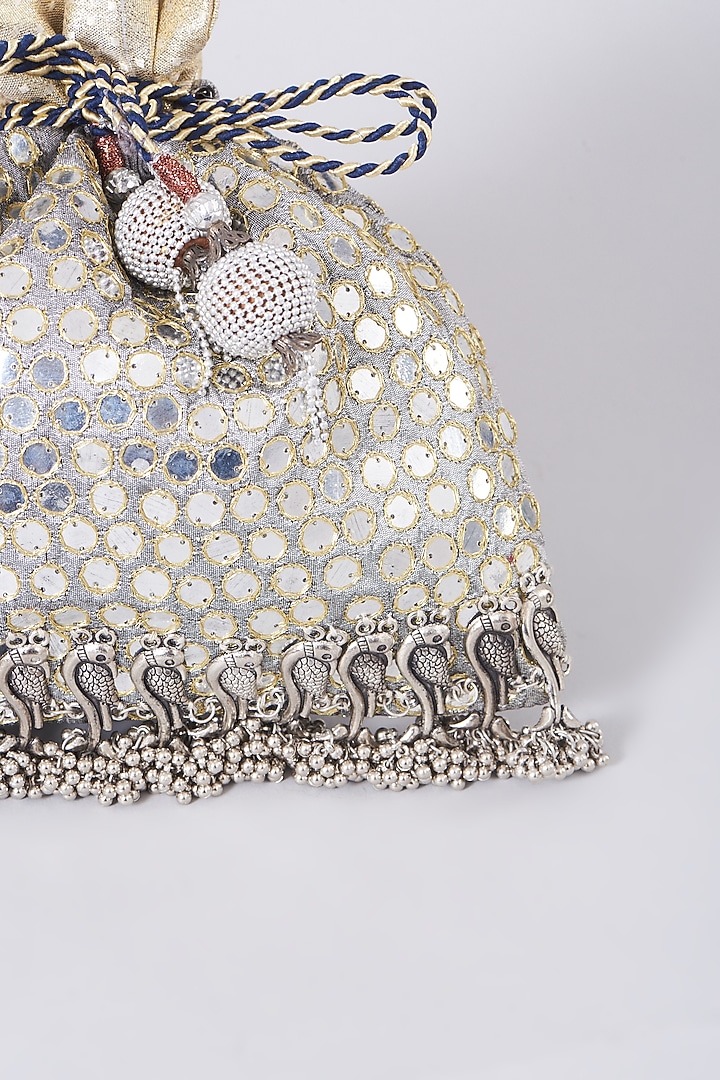 Gold Embellished Handcrafted Potli by 5 Elements at Pernia's Pop Up Shop