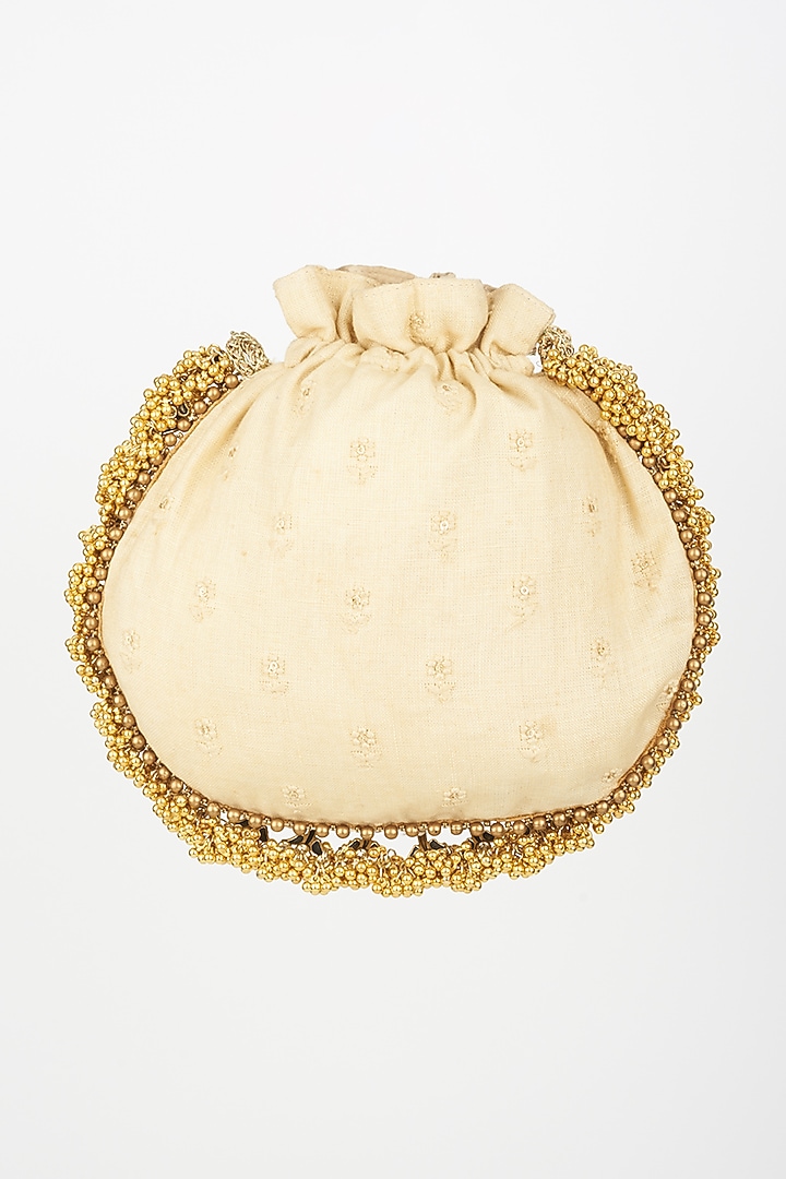 Beige Embellished Potli by 5 Elements at Pernia's Pop Up Shop