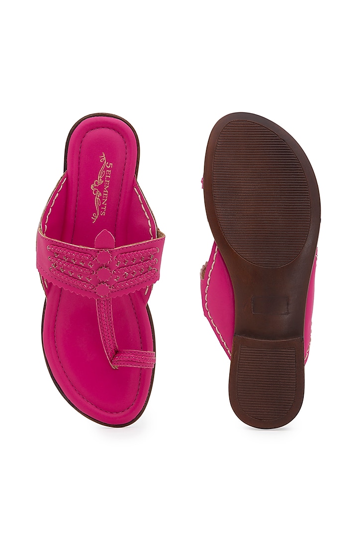 Pink Kolhapuri Sandals by 5 Elements at Pernia's Pop Up Shop