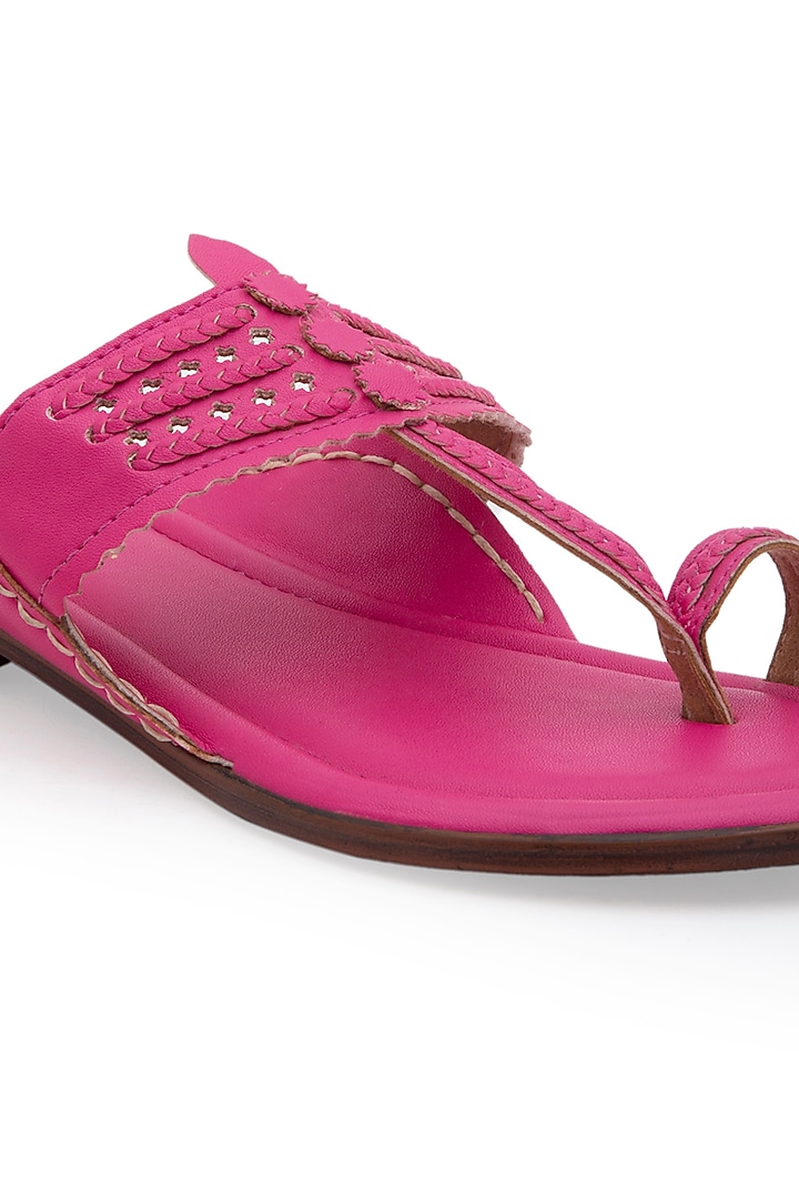 Pink Kolhapuri Sandals by 5 Elements at Pernia's Pop Up Shop