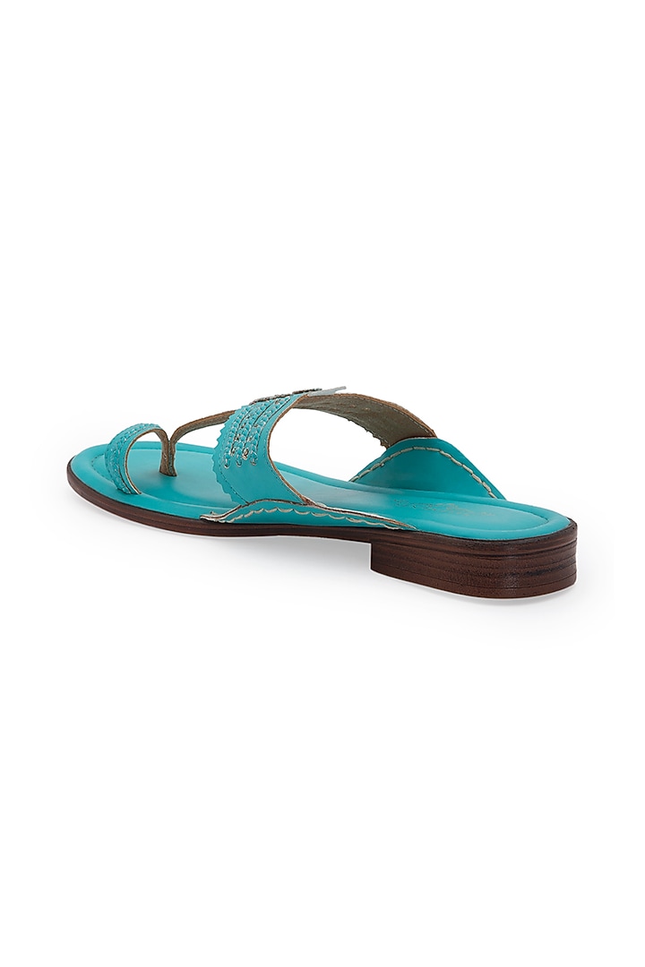 Turquoise Kolhapuri Sandals by 5 Elements at Pernia's Pop Up Shop