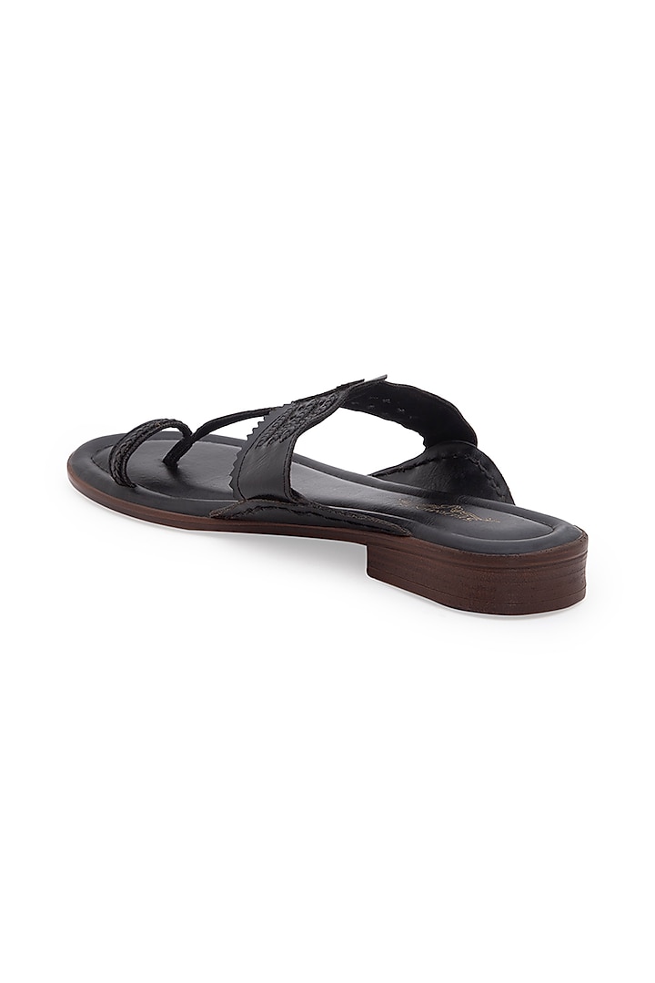 Black Kolhapuri Sandals by 5 Elements at Pernia's Pop Up Shop