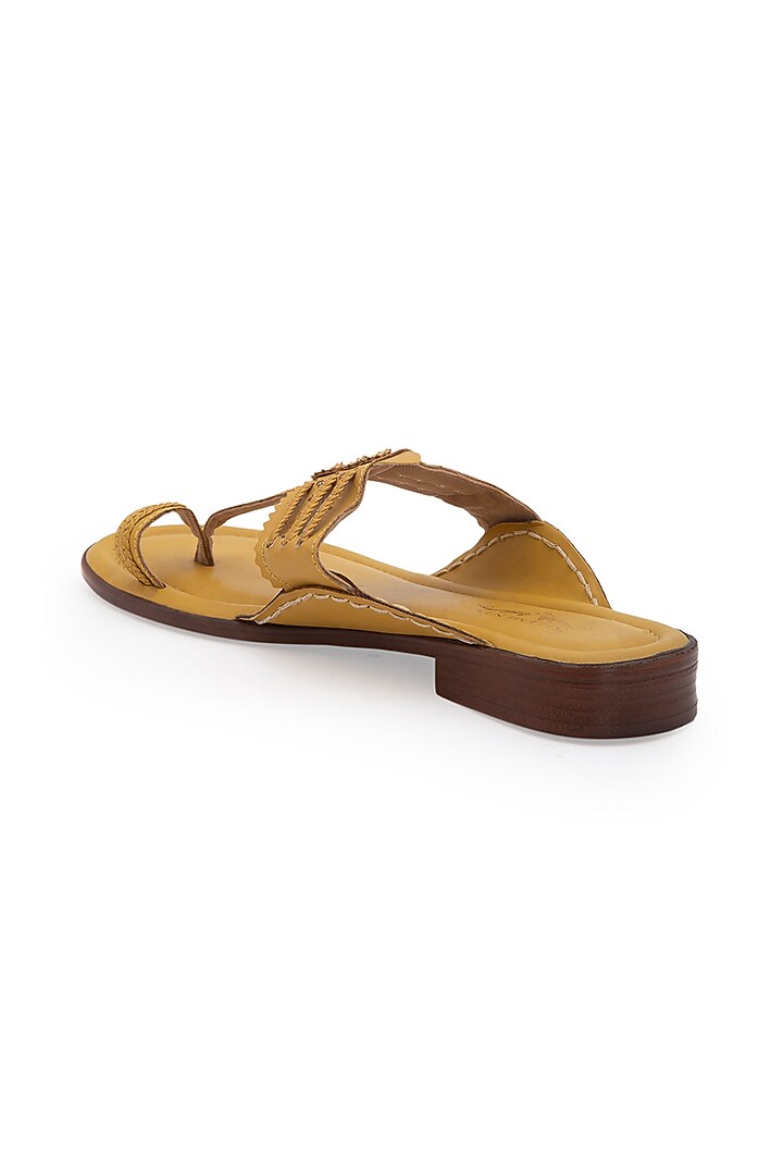 Yellow Kolhapuri Sandals by 5 Elements at Pernia's Pop Up Shop