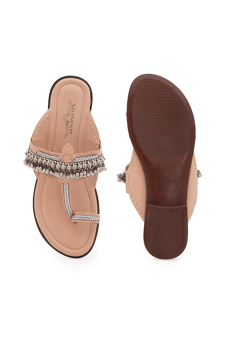 Pink Embellished Kolhapuri Sandals by 5 Elements at Pernia's Pop Up Shop