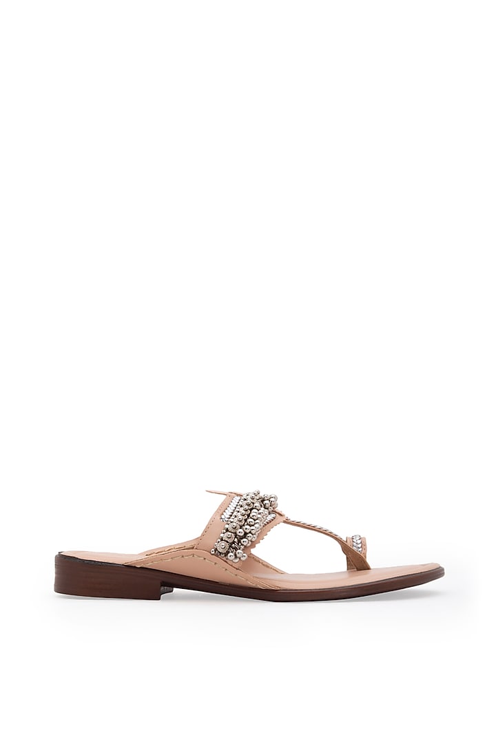 Pink Embellished Kolhapuri Sandals by 5 Elements at Pernia's Pop Up Shop
